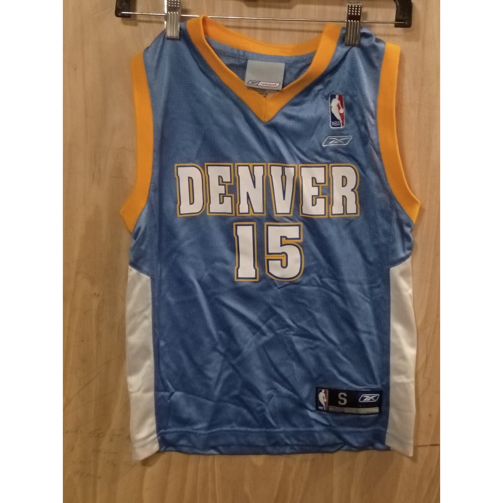 Reebok Denver Nuggets Carmelo Anthony 15 Jersey Kids Small 8 Blue NBA Basketball
